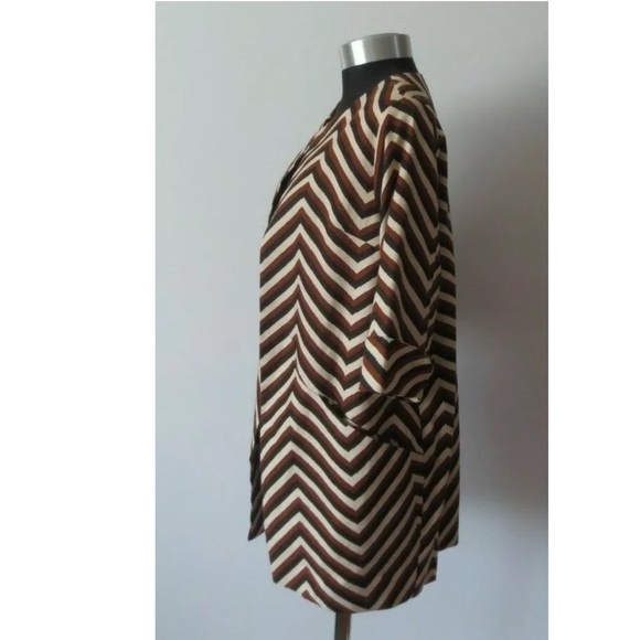 Eva Franco Chevron Car Coat in Brown Motif - Picture 6 of 9